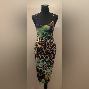Uptown- Green Bodycon Maxi Dress with Spaghetti Straps Size M
